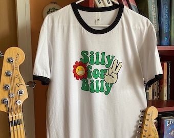 SALE Silly for Billy retro ringer t-shirt, unisex.  Original fan art, Red Daisy.