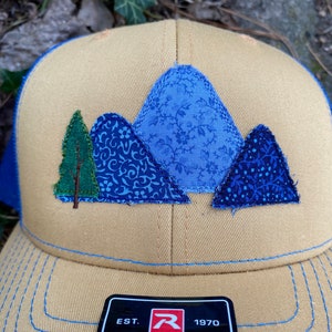 Handcrafted Blue Ridge Fabric Mountains trucker hat. Richardson 112. Made from Upcycled materials image 5