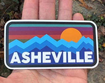 STICKER - Asheville North Carolina Blue Ridge Mountains, sunrise/sunset