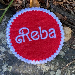 Reba handmade iron on patch. Custom Embroidery image 6