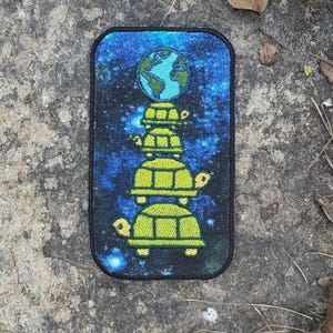 Turtles All the Way Down handmade iron patch. Custom embroidery. Sturgill Simpson fanart, Johnny Blue Skies