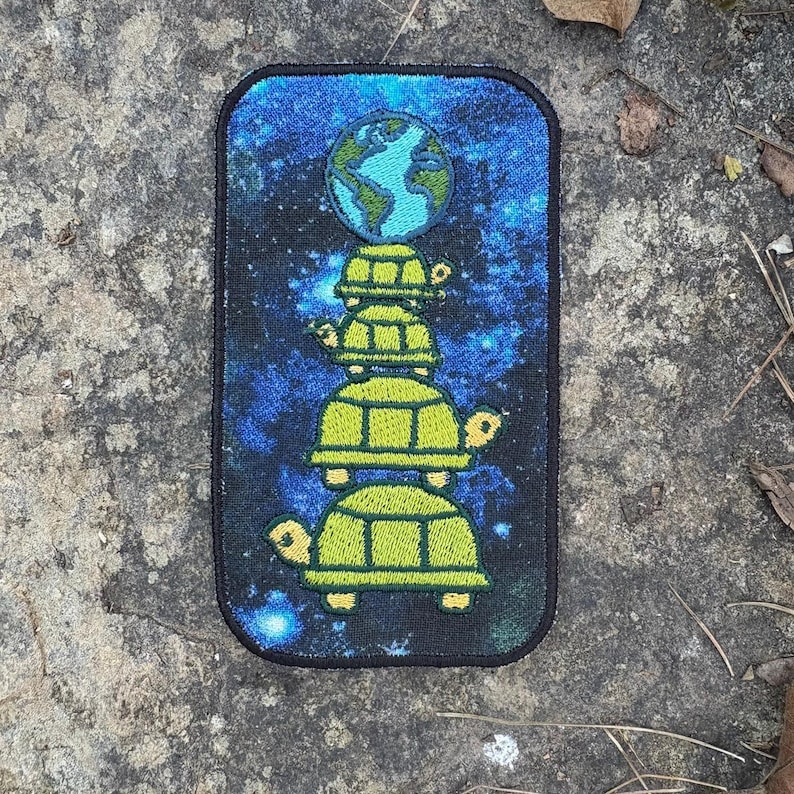 Turtles All the Way Down handmade iron patch. Custom embroidery. Sturgill Simpson fanart, Johnny Blue Skies WITHOUT TEXT