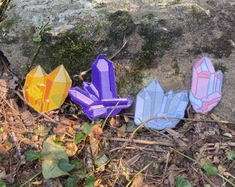 Healing Crystals handmade iron-on witch patch. Made from Upcycled materials.