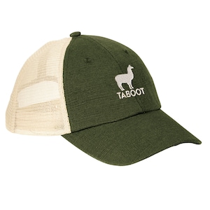Hemp Llama TABOOT hat, Fishman Donut econscious, non-structured, SOFT FRONT.  Custom embroidery. Custom Embroidery
