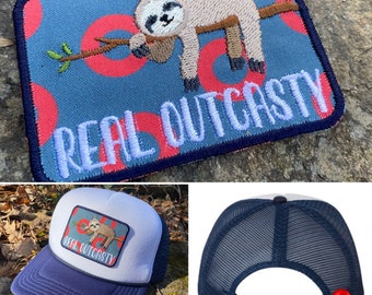 Real Outcasty Fishman Donuts handmade iron-on patch or foam trucker hat. They call me the sloth