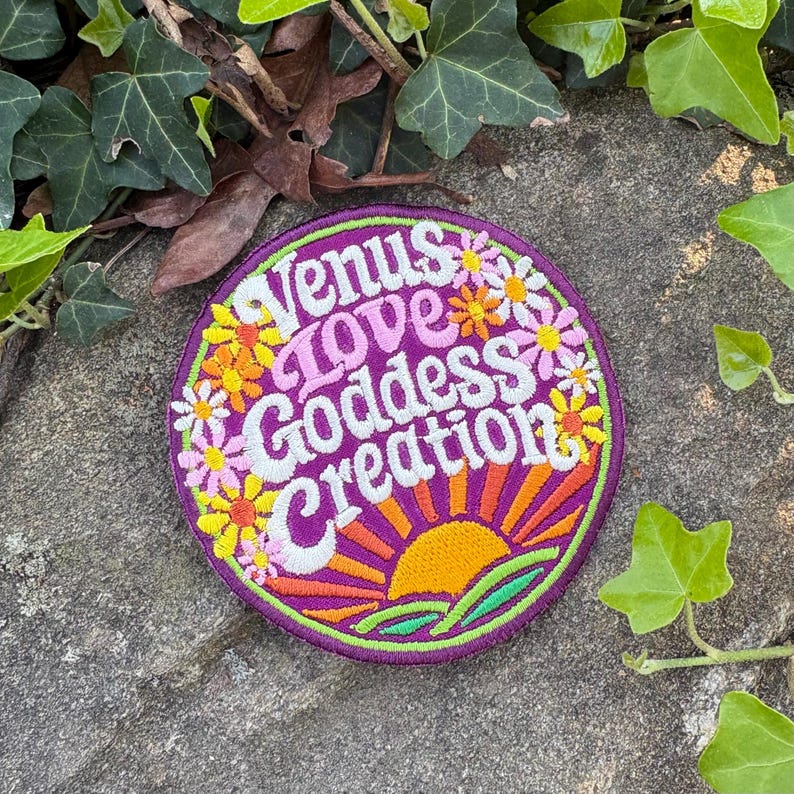 Venus Love Goddess Creation handmade iron-on embroidered patch. Sturgill Simpson inspired. Johnny Blue Skies original fan art image 3