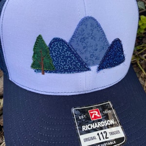 Handcrafted Blue Ridge Fabric Mountains trucker hat. Richardson 112. Made from Upcycled materials image 8