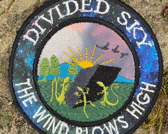 Divided Sky handmade iron on patch The Wind Blows High.  Rhombus, The Lizards. Custom Embroidery. Phish inspired