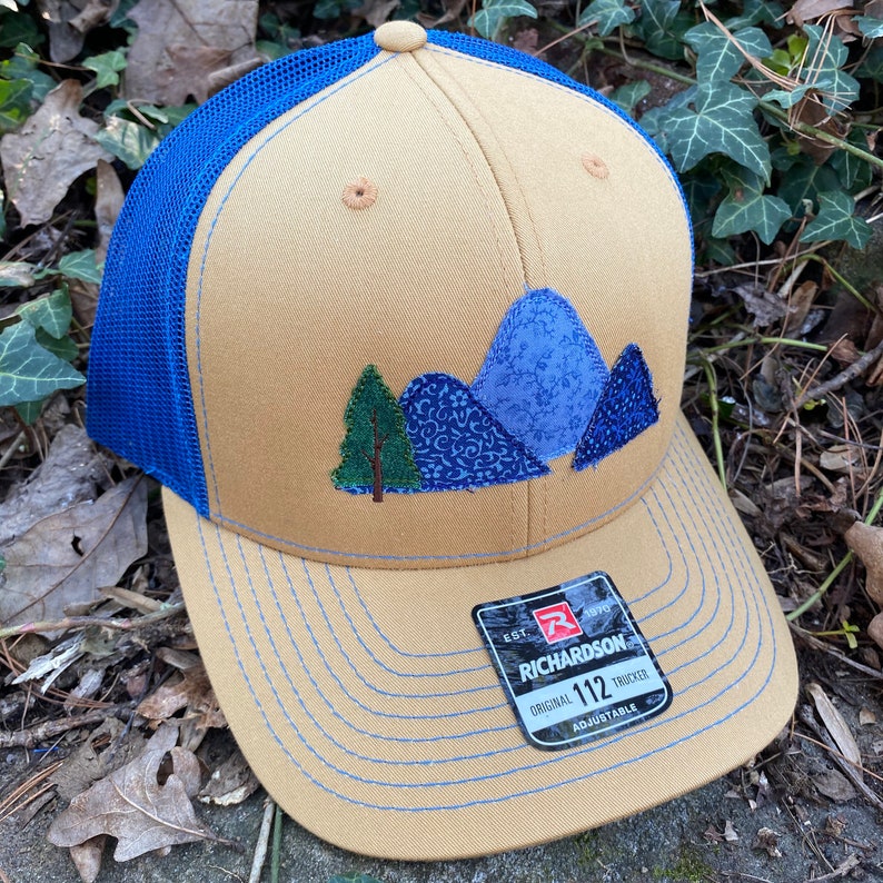 Handcrafted Blue Ridge Fabric Mountains trucker hat. Richardson 112. Made from Upcycled materials image 3