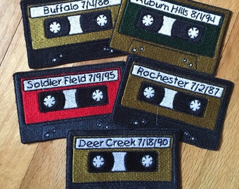 MADE TO ORDER custom embroidered Cassette Tape handmade Iron patch, First show, favorite band. Retro vintage mix tape