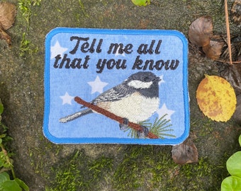 Bird Song handmade iron patch. Custom embroidery.