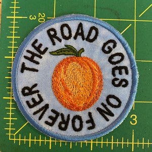 The road goes on forever, handmade iron-on patch or HAT. Eat a Peach. Allman Brothers Band inspired. Trucker, baseball, hemp image 2