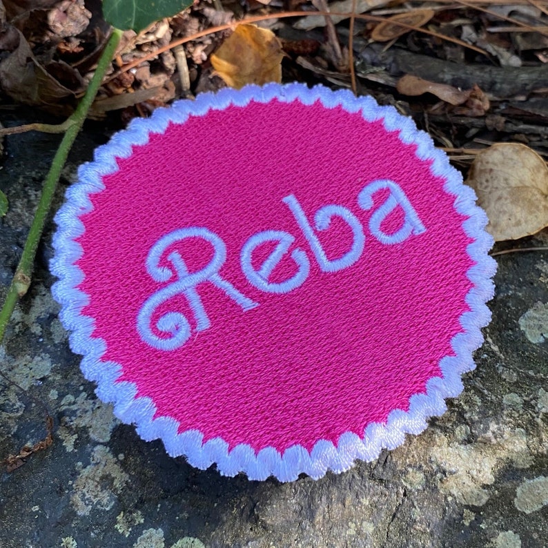 Reba handmade iron on patch. Custom Embroidery image 3