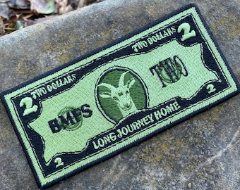 Long Journey Home, 2 Dollar Bill  iron-on handmade patch.  Custom embroidery, Billy Strings inspired
