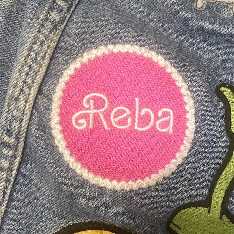 Reba handmade iron on patch. Custom Embroidery image 2