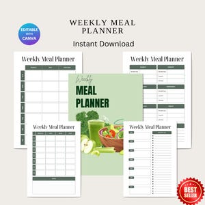 Weekly Meal Planner: Printable Menu & Grocery List (Digital Download)