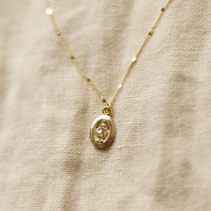 Signature Mini Miraculous Medal Necklace, 18k Gold-Filled Catholic Necklace