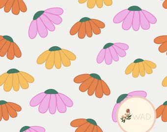 Floating Colorful Daisies Seamless Pattern - Colorful, Digital File for Stickers, Planners & Crafts
