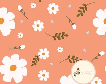 White Flowers Seamless File - Colorful, Digital File for Stickers, Planners & Crafts