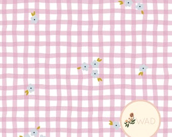 Gingham and Floral Seamless Pattern - Colorful, Digital File for Stickers, Planners & Crafts