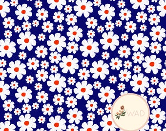 Flowers on Blue Seamless Pattern - Colorful, Digital File for Stickers, Planners & Crafts