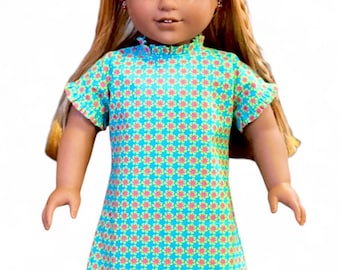 Little Ruffles Dress with dainty ruffles on the sleeve  ruffles and hem for 18-inch doll
