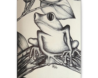 Tela artistica con rana stravagante, stampa naturalistica, arredamento per la casa, regalo per gli amanti degli animali, galleria d'arte murale, decorazione murale con rana