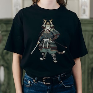 Retro Japanese Samurai Cat Comfort Colors T-Shirt