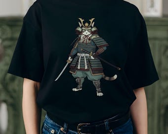 Retro Japanese Samurai Cat Comfort Colors T-Shirt
