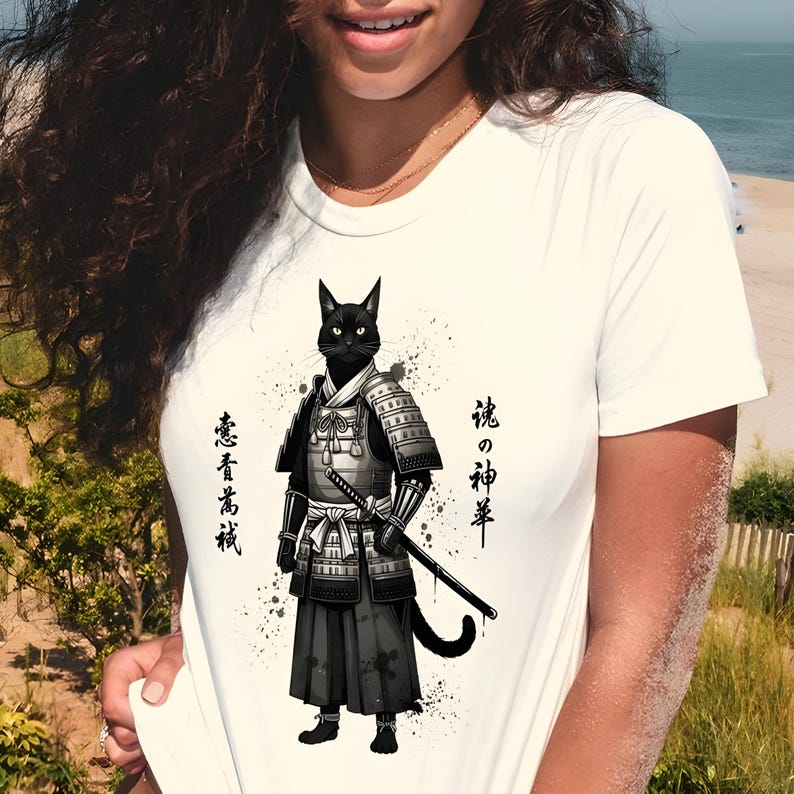 Comfort Colors Samurai Cat Shirt Japanese Vintage Style Tee image 5