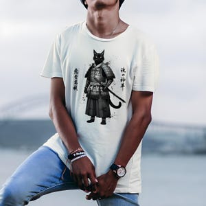 Comfort Colors Samurai Cat Shirt Japanese Vintage Style Tee image 2