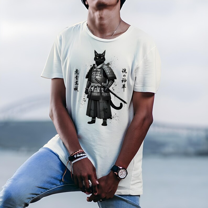 Comfort Colors Samurai Cat Shirt Japanese Vintage Style Tee image 2