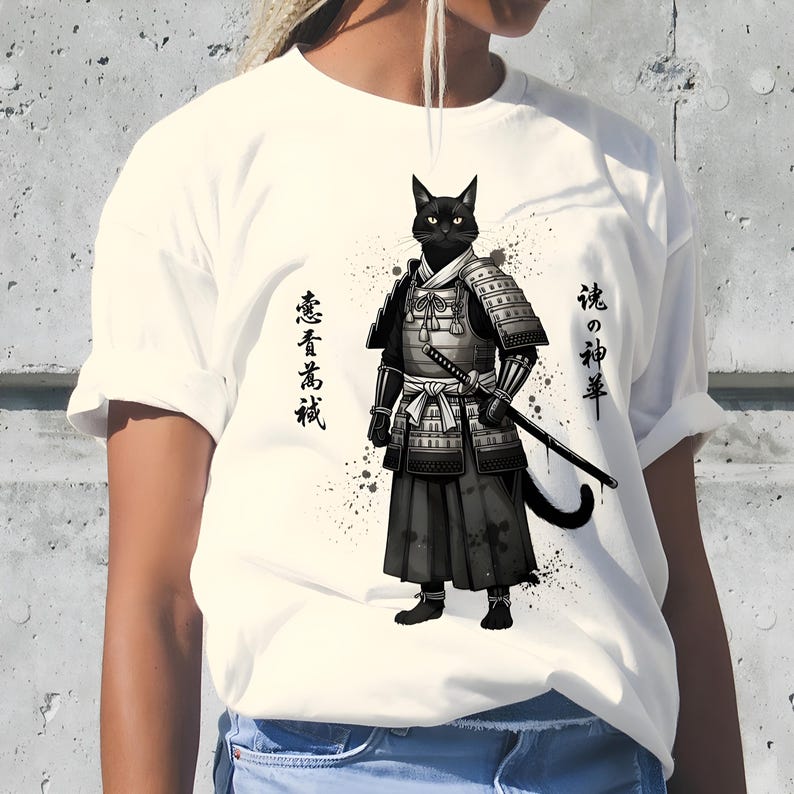 Comfort Colors Samurai Cat Shirt Japanese Vintage Style Tee image 4