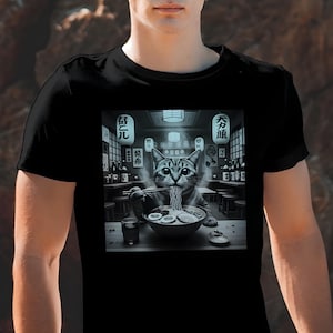 Ramen Noodle Cat Vintage Japanese T-shirt
