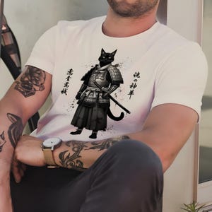 Comfort Colors Samurai Cat Shirt Japanese Vintage Style Tee image 3