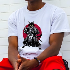 Japanese Samurai Cat T-Shirt Comfort Colors Tee