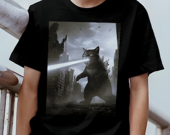 Vintage Comfort Colors Catzilla Kaiju Funny Cat T-Shirt