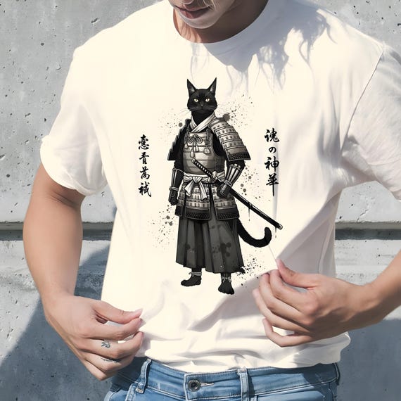 Comfort Colors Samurai Cat Shirt Japanese Vintage Style Tee