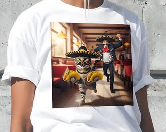 Cat Stealing Tacos Funny Comfort Colors T-Shirt