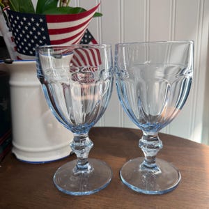 Vintage Libbey Gibraltar mistblauwe bekers – set van 2 | Persglas Water- of wijnglazen | Coastal Cottage-bargerei