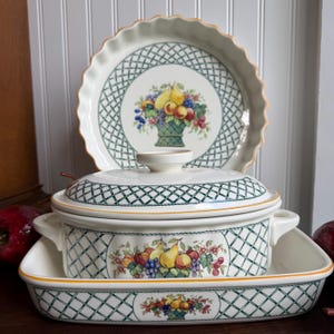 Villeroy & Boch Basket Bakeware, Covered Casserole, Lasagna Baker, Quiche Dish, German Porcelain