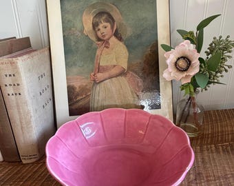 Vintage W.S. George Petalware Pink 9” Serving Bowl | Rose Scalloped Art Deco Pottery | Cottagecore Tableware