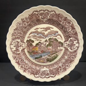Vintage Vernon Kilns &quot;1860&quot; Speiseteller: Koloniale amerikanische Geschichte Transferware