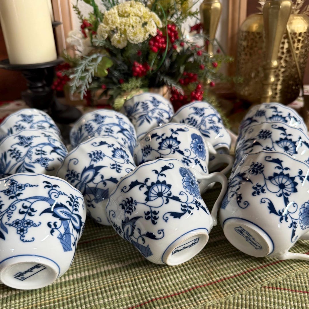 Set of 6 Vintage Blue Danube Cups – Blue Onion Porcelain - 2 Sets ...