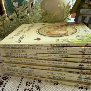 Collection vintage de livres Beatrix Potter : Contes de Peter Rabbit, décoration de chambre d'enfant