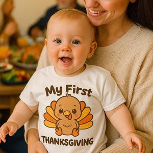 Baby Thanksgiving Tee, Infant Turkey Day Shirt, Kids First Holidays Top, Toddler Fall Harvest Outfit, Childrens Autumn Festive Clothes, My