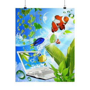 Frutiger Aero Tropical Fish Poster, Y2K Matte Print image 5