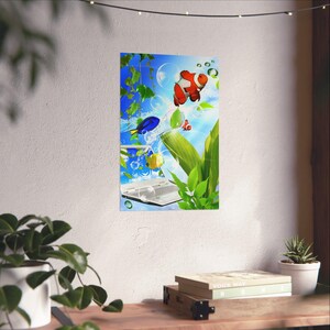 Frutiger Aero Tropical Fish Poster, Y2K Matte Print image 12