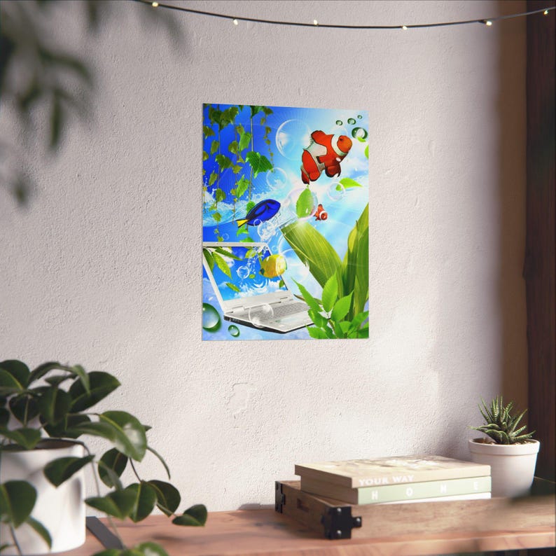 Frutiger Aero Tropical Fish Poster, Y2K Matte Print image 11