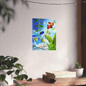 Frutiger Aero Tropical Fish Poster, Y2K Matte Print image 10